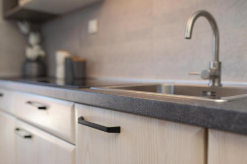 a kitchen with a sink and a counter top at Pansion Tina in Šilo