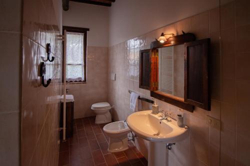a bathroom with a sink and a toilet at Giglio Dorato in Castiglion Fiorentino