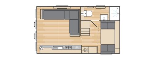 a floor plan of a small house at Camping de Vogel in Hengstdijk