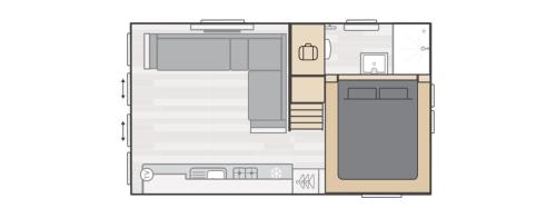 a floor plan of a small house at Camping de Vogel in Hengstdijk