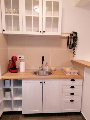 Una cocina o cocineta en Zemunske Kapije Yellow Gate