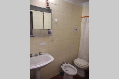a bathroom with a toilet and a sink at DEPARTAMENTO KRISTINA in Villa Carlos Paz