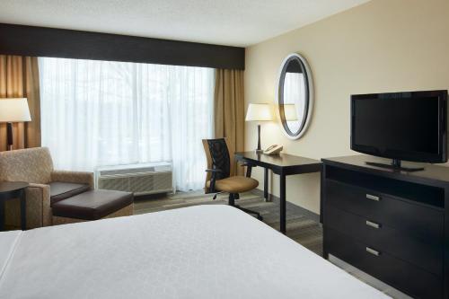 a hotel room with a bed and a desk and a television at Holiday Inn Express & Suites I-26 & Us 29 At Westgate Mall by IHG in Spartanburg