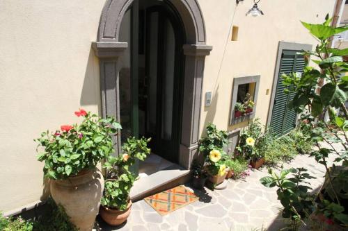 - l'entrée d'une maison avec des plantes en pot sur la terrasse couverte dans l'établissement BOTTE, à Canneto