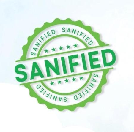 a green certified santitized stamp on a white background at Campo Marzio Hotelier in Rome