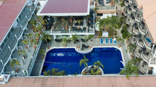 an overhead view of a hotel with a swimming pool at Clarkton Hotel Apartment in Angeles