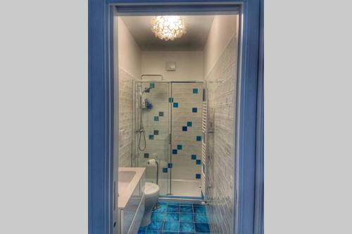 a bathroom with a shower and a toilet at Casa Ministro in Positano