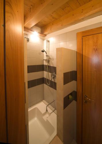 a bathroom with a white tub and a shower at B&B Il Pettirosso in Negrar