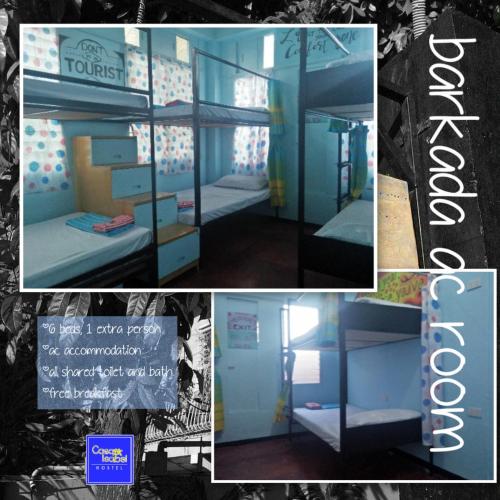 a collage of pictures of a room with bunk beds at Casa Isabel Hostel in Bantayan Island