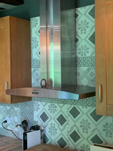 Il comprend une cuisine équipée d'une cuisinière en acier inoxydable. four supérieur dans l'établissement Charming Latin Quarter Courtyard Duplex for four, à Paris