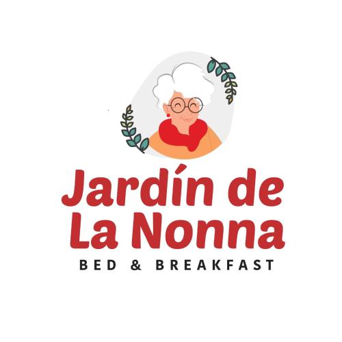 a label for a restaurant with a grandmother in a jar with the words jamuna at El Jardin de la Nonna in San Pedro Sula