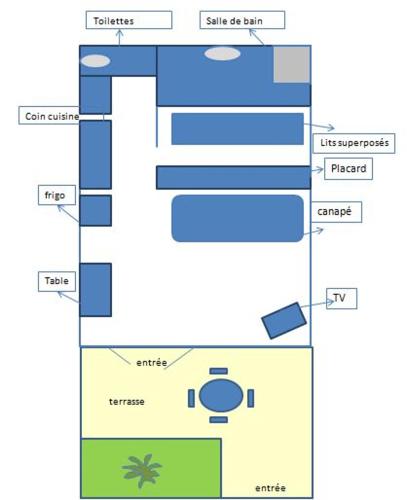 un diagrama esquemático de un edificio en Appartement Tennis Village Cap d'Agde en Cap d'Agde