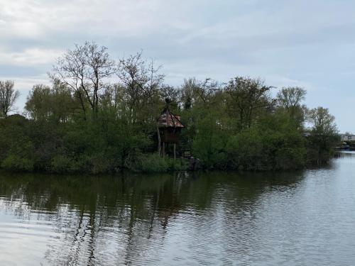 a small island in the middle of a body of water at Vakantiehuisje Makkum NL - S15 in Makkum