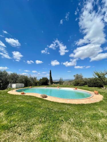 a swimming pool in the middle of a grass field at Fonte del Salcio - Pool&Relax in Cinigiano