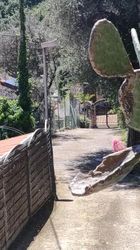 a park with a wooden fence and a tree at Bungalow Sixdays 3 in Camporosso