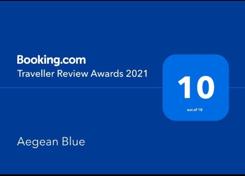 a blue button with the number on it at Aegean Blue in Panteli