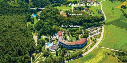 Pohľad z vtáčej perspektívy na ubytovanie Apartment Lucija-Terme Šmarješke Toplice
