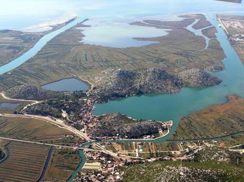 an aerial view of a large body of water at Bonaca in Rogotin