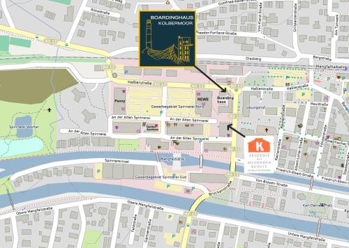 a map showing the location of the campus at Boarding Apartments Kolbermoor in Kolbermoor