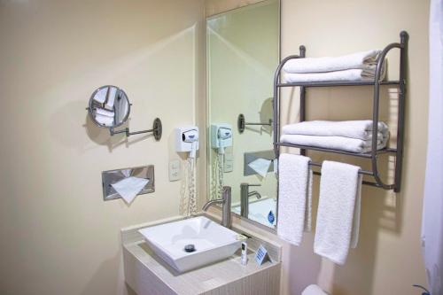 La salle de bains est pourvue d'un lavabo et d'un miroir. dans l'établissement Best Western Real Tula Express, à Tula de Allende