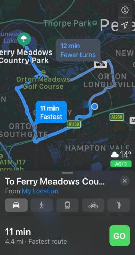 a screenshot of a cell phone screen with a map at Quiet, spacious double bedroom! in Peterborough