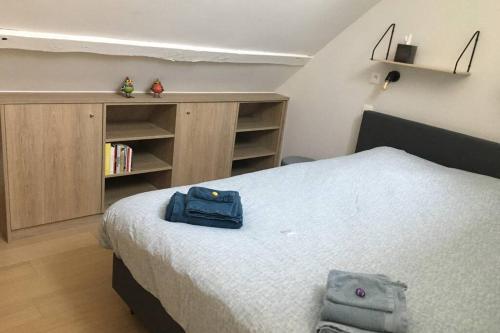Postel nebo postele na pokoji v ubytování StudiO2 Ename, dakappartement in Vlaamse Ardennen