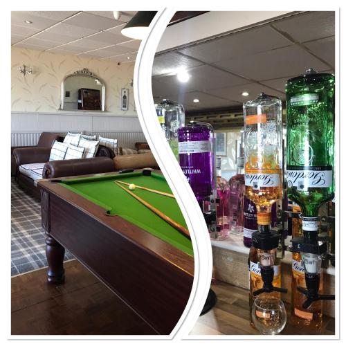 a room with a pool table and several bottles of beer at The Rutland in Blackpool