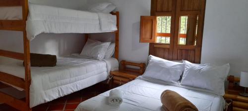 1 Schlafzimmer mit 2 Etagenbetten und einem Fenster in der Unterkunft Alttum El Carmelo in Venecia