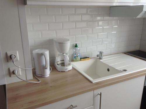 a kitchen counter with a mixer and a sink at 1er Mai in Clermont-Ferrand