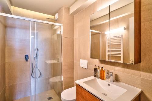 une salle de bain avec une douche, un lavabo et des toilettes dans l'établissement 133 - Urban Amazing Flat Montorgueil, à Paris