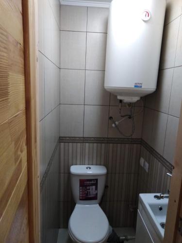 a small bathroom with a toilet and a sink at ЗАТИШОК in Oriv
