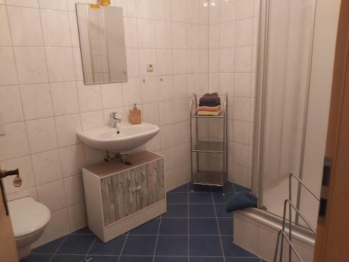 Kylpyhuone majoituspaikassa Ferienapartmenthaus am Rittertor