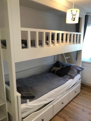 Krevet ili kreveti na sprat u jedinici u okviru objekta Renovated 3 Rooms Apartment in Ruschein near Laax