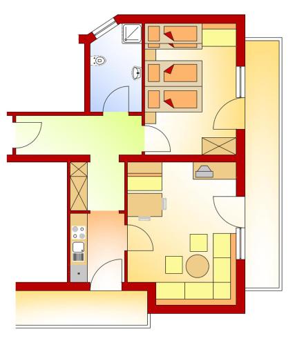 a drawing of a floor plan of a house at Appartements Schneezauber in Lermoos