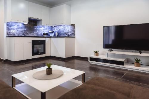 A television and/or entertainment centre at Concept Apartments Budiului 42