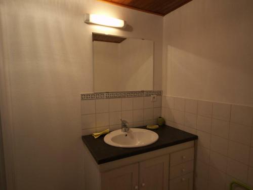 a bathroom with a sink and a mirror at Gîte La Chambonie, 3 pièces, 4 personnes - FR-1-496-198 in La Chambonie