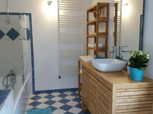 W łazience znajduje się umywalka i prysznic. w obiekcie Gîte Saint-Appolinard, 3 pièces, 5 personnes - FR-1-496-202 w mieście Saint-Appolinard