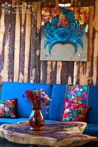 Χώρος καθιστικού στο Carpe Diem Casitas & Villas Mazunte