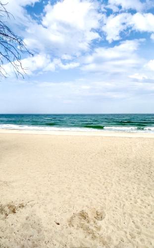 a sandy beach with the ocean in the background at Апартаменты у моря с панорамным видом Золотой Берег in Odesa