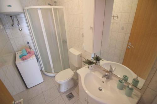 a bathroom with a shower and a toilet and a sink at Apartment in Porec/Istrien 10068 in Poreč