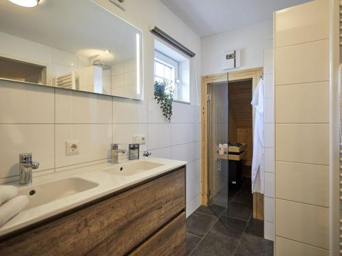 RoggelにあるVilla Buitenhof De Leistert 13のバスルーム(洗面台、鏡付)