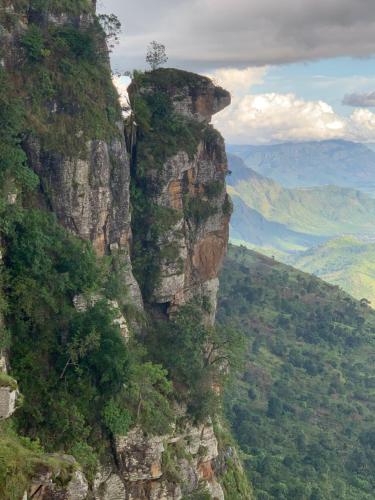 a rocky mountain with a tree on top of it at David Crater Homestay in Lushoto