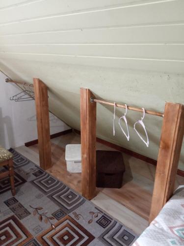 a bathtub in the corner of a room at Pidkova in Verkhovyna