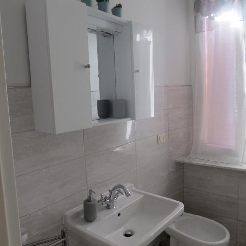 a white bathroom with a sink and a toilet at Volare...oh...oh in Cernobbio