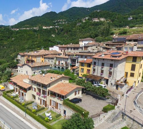 an aerial view of a village with houses at Residence Calap in Tignale