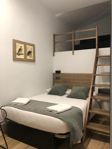 a bedroom with a bunk bed and a ladder at Balhondo Open Village in Puebla de Alcocer