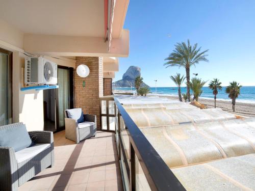 a balcony with a view of the beach at Apartment Calpemar-1 by Interhome in Calpe