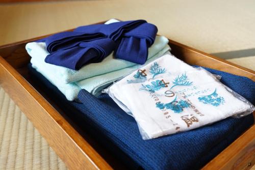 Nakanoyu Onsen Ryokan tesisinde bir odada yatak veya yataklar