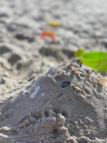 a pile of sand on top of a beach at Strandliebe Markgrafenheide in Rostock