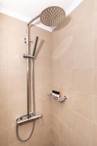 a shower with a shower head in a bathroom at Suite Christina in Symi